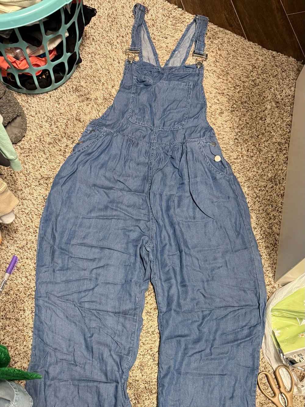 Denim-Blue Relaxed Fit Women’s Overalls Jumpsuit
